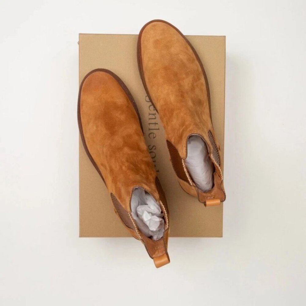 Gentle Souls Suede Chelsea Boots Cognac Brown Size 10